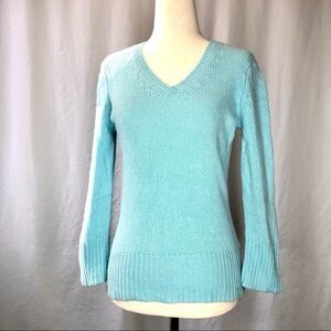 Sutton Studio Bloomingdale’s 100% cashmere robin’s egg blue v-neck sweater M